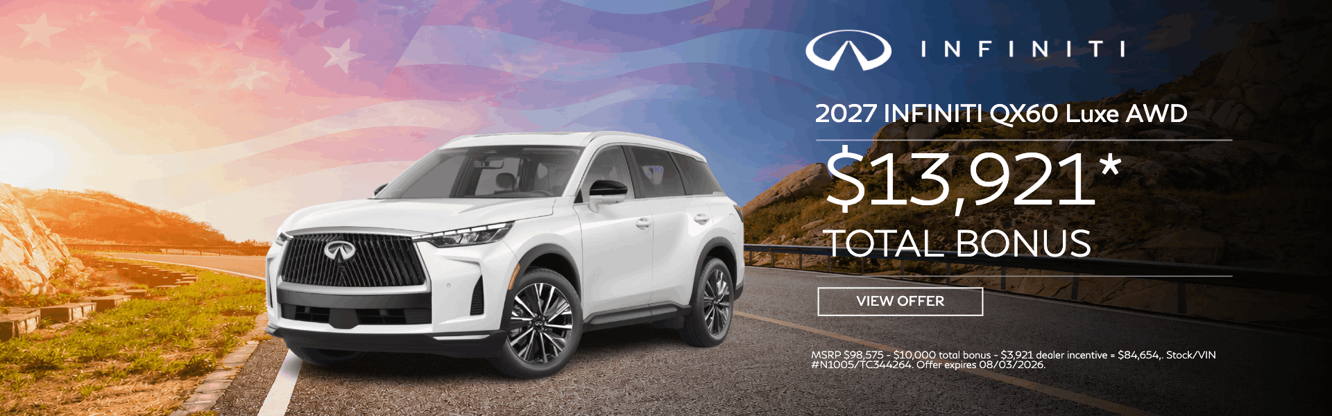 2026 QX80 - $13,921 TOTAL BONUS