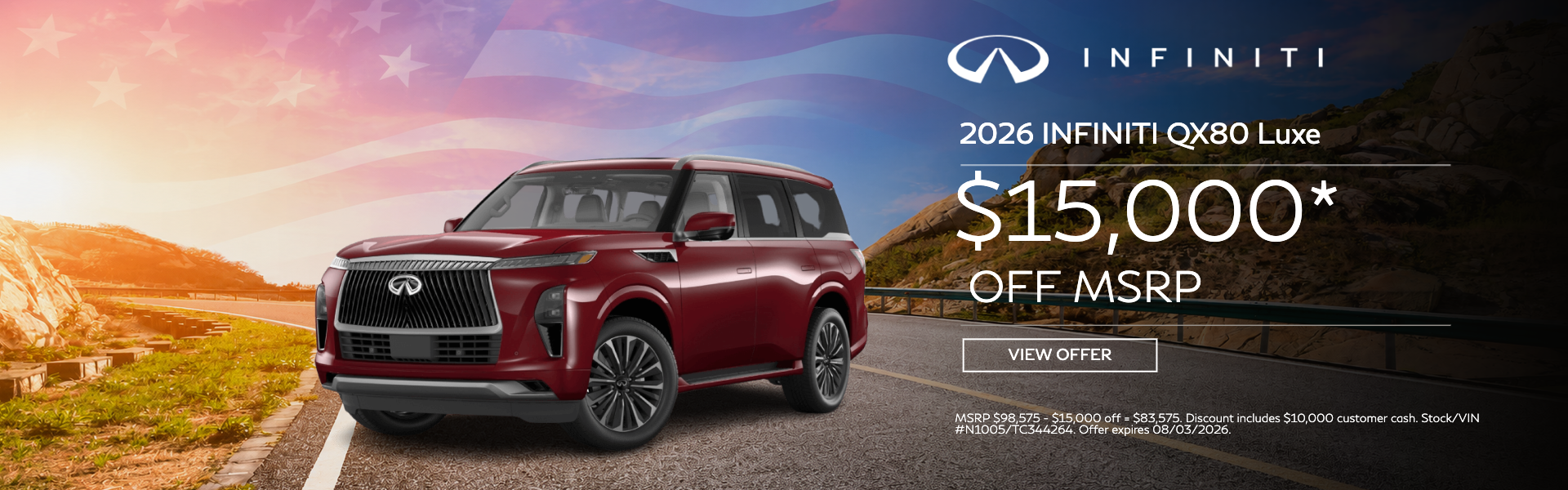 2026 QX80 - $15,000. OFF MSRP