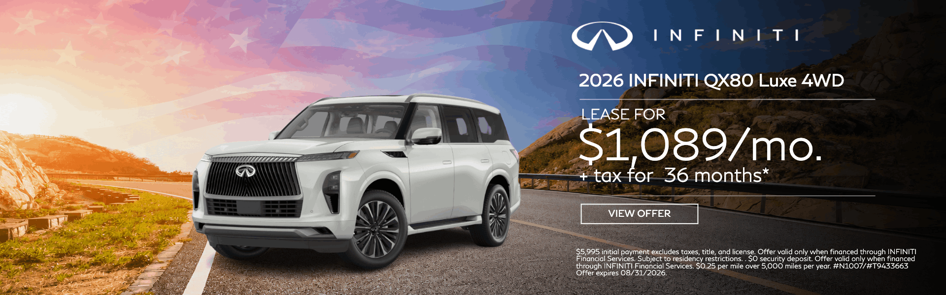 2026 QX80 - $1,089/mo