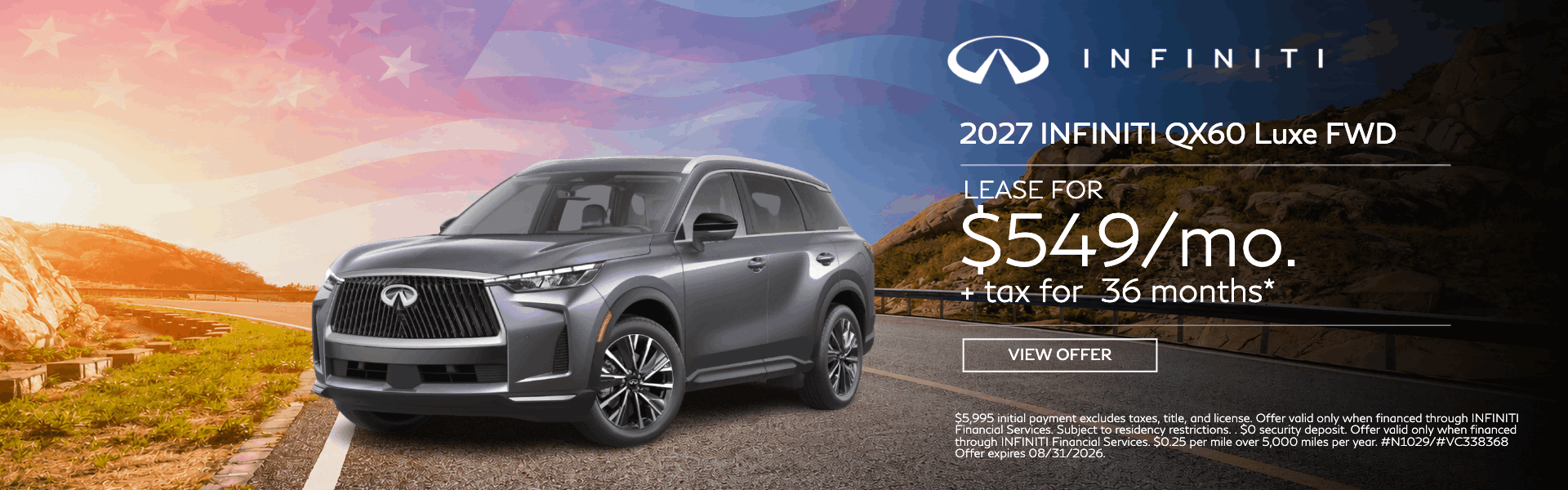 2027 QX60 - Lease for $549/mo.